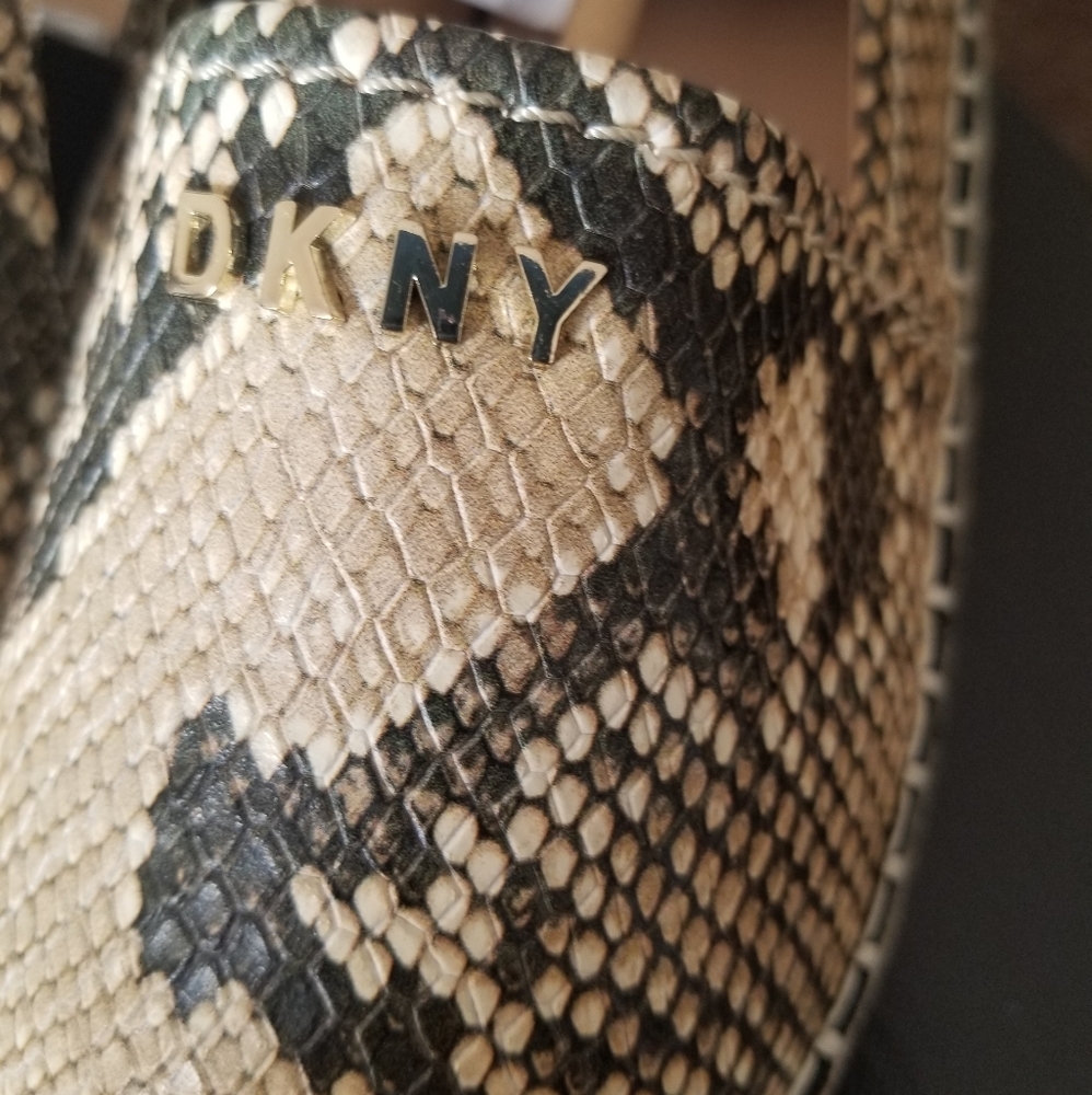 DKNY Beige and Black Snake-Print Espadrille Slip-Ons - Picture 5 of 7